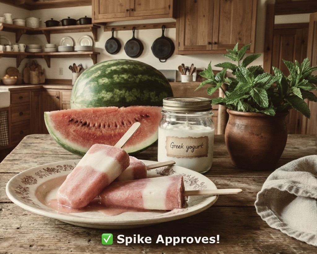 DIY watermelon yogurt popsicles for dogs, a healthy summer treat.